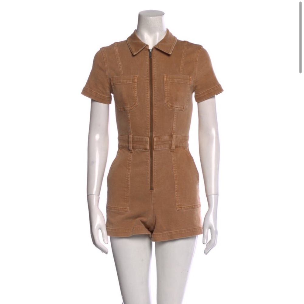 Alice + Olivia Jeans Tan Short Sleeve Romper size 25